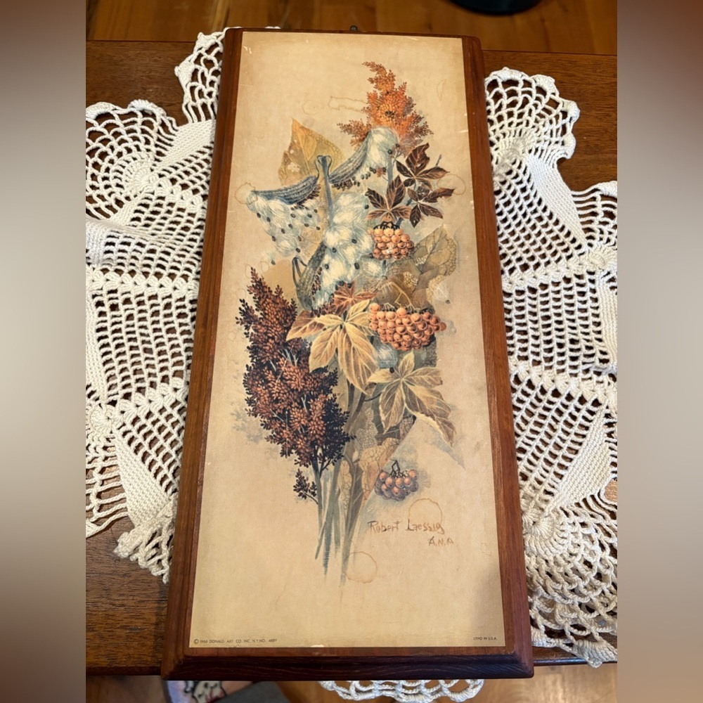 Vintage wood lithograph print by artist Robert Laessig 1966 “Meadow Beauty”
